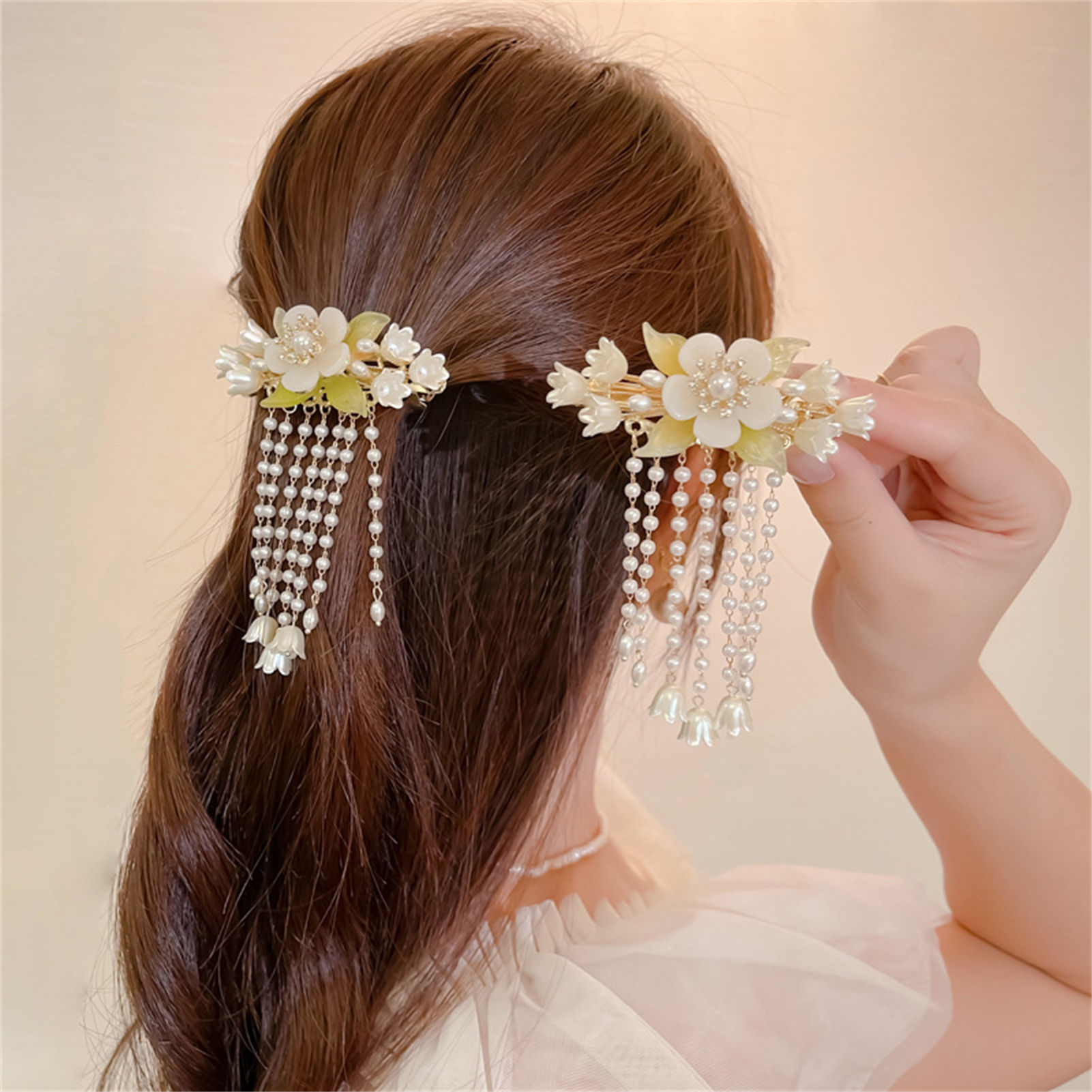 Vintage Flower Tassel Hair Cli - đánh giá và giá Orchid Phalaenopsis